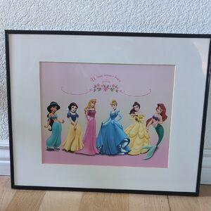 Disney Princesses Matted/Framed Art with Pink Background